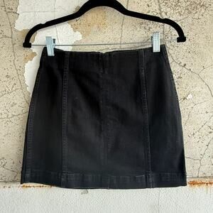 Mini Skirt Black Denim Jean High Waist Stretch Y2K Minimalist Wild Fable Size 0